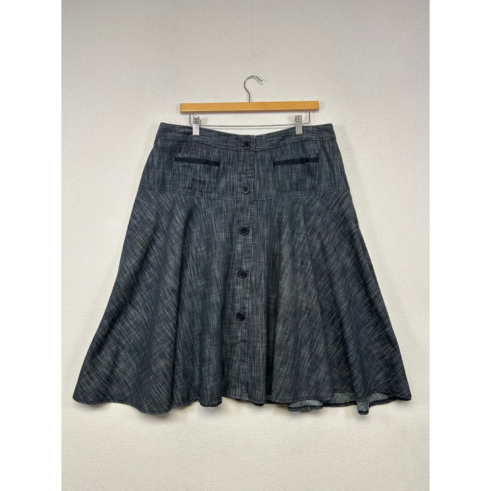 Office Casual Larry Levine Women 16 Dark Gray Button Front A-Line Flare Skirt